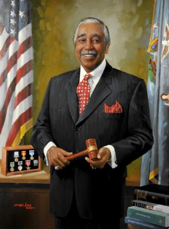 Congressman Charles B. Rangel
Chairman, Ways and Means Committee
Cannon House Office Building, Washington, D.C.
Oil on Linen 56' 'x 44''